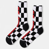 Checkered flag car racing sport personalized ソックス (左)