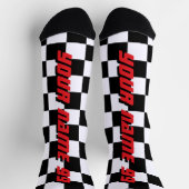 Checkered flag car racing sport personalized ソックス (上部)