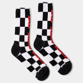 Checkered flag car racing sport personalized ソックス (右)