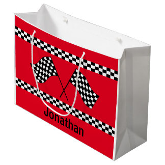 Checkered Flag Design Gift Bag ラージペーパーバッグ