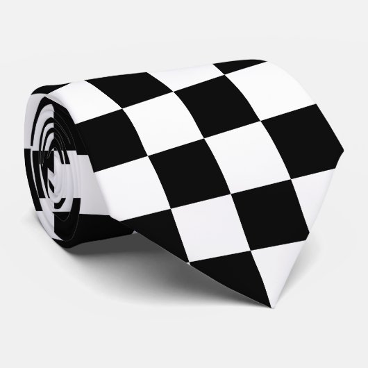Checkered Flag Stylish Black And White Pattern ネクタイ (ロール)