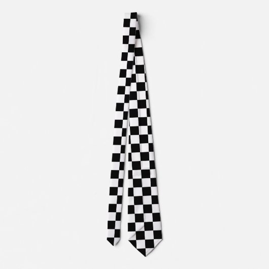 Checkered Flag Stylish Black And White Pattern ネクタイ (裏面)