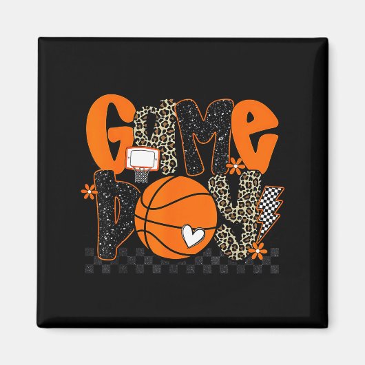 Checkered Game Day Basketball Srts Lover Men Women マグネット (正面)