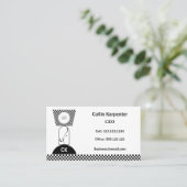 Checkered & Geometric Black White Shapes 名刺 (スタンド正面)