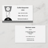 Checkered & Geometric Black White Shapes 名刺 (正面/裏面)