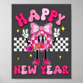 Checkered Happy New Year 2026 Disco Ball New Year  ポスター (正面)