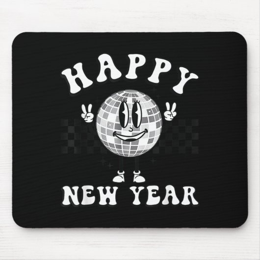 Checkered Happy New Year 2026 Disco Ball New Year  マウスパッド (正面)
