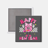 Checkered Happy New Year 2026 Disco Ball New Year  マグネット (正面/裏面)