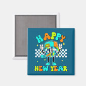 Checkered Happy New Year 2026 Disco Ball New Year  マグネット (正面/裏面)