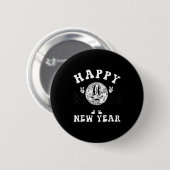 Checkered Happy New Year 2026 Disco Ball New Year  缶バッジ (正面&裏面)