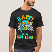 Checkered Happy New Year 2026 Disco Ball New Year Tシャツ (正面)