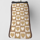 Checkered Hearts in Blond Cream ゴルフヘッドカバー (回転90)
