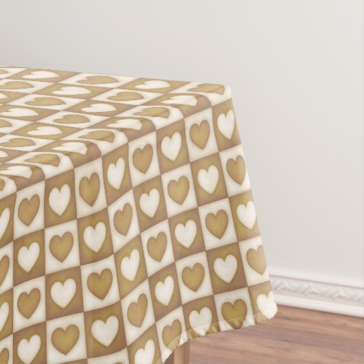 Checkered Hearts in Blond Cream テーブルクロス (インサイチュ)