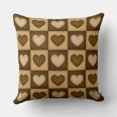 Checkered Hearts in Brown Toffee クッション (裏面)