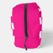 Checkered Hot pink white geometric retro Monogram ドップキット (右)