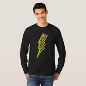 Checkered Lightning Yellow Ribbon Spina Bifida Awa Tシャツ (正面フル)