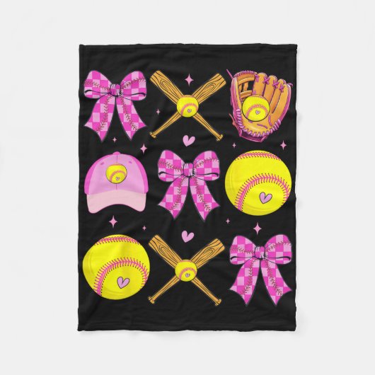 Checkered Mama Bow Cute Softll Mom Women Game Day  フリースブランケット (正面)