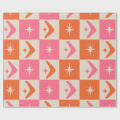 Checkered Mid Century Boomerangs pink and orange  ラッピングペーパー (フラット)
