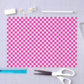 Checkered Neon Pink and White Tissue Paper 薄葉紙 (クラフト)