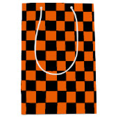 Checkered orange and Black  ミディアムペーパーバッグ (正面)