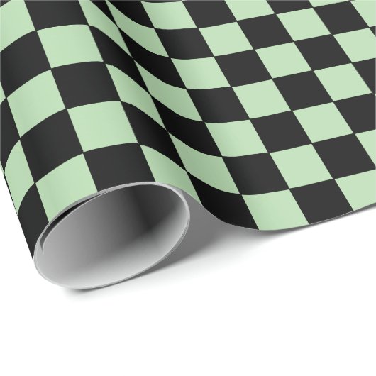 Checkered pale green and Black  ラッピングペーパー (ロールコーナー)