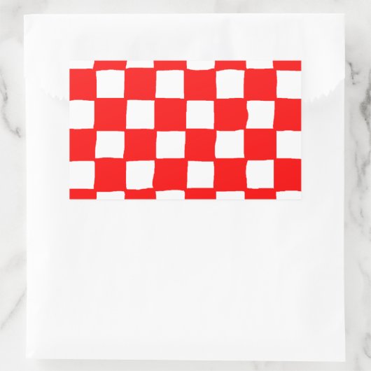 checkered pattern (red) 長方形シール (バッグ)