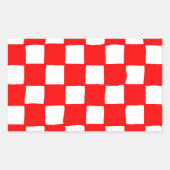 checkered pattern (red) 長方形シール (正面)