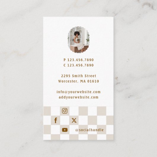 Checkered Pattern Social Media Influencer Photo 名刺 (裏面)