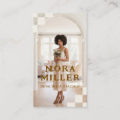 Checkered Pattern Social Media Influencer Photo 名刺 (正面)