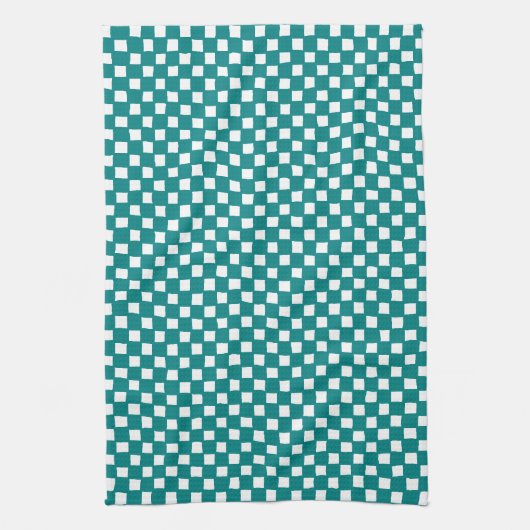 checkered pattern (teal) キッチンタオル (縦)