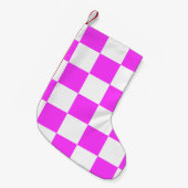 Checkered pattern tile background. White and Pinka スモールクリスマスストッキング (正面 (吊り時))
