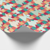 Checkered pattern with angels, reindeers and trees ラッピングペーパー (角)