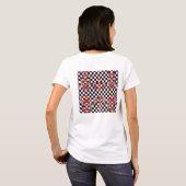 Checkered Pattern With Red Hearts & Shapes Tシャツ (裏面フル)