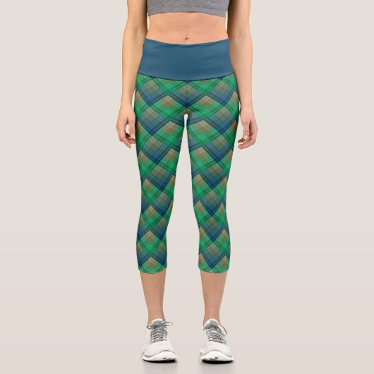 Checkered pattern with zig zag coloring カプリレギンス (正面)