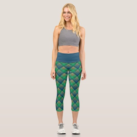 Checkered pattern with zig zag coloring カプリレギンス (正面)
