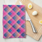 Checkered pattern with zig zag coloring キッチンタオル (四つ折り)
