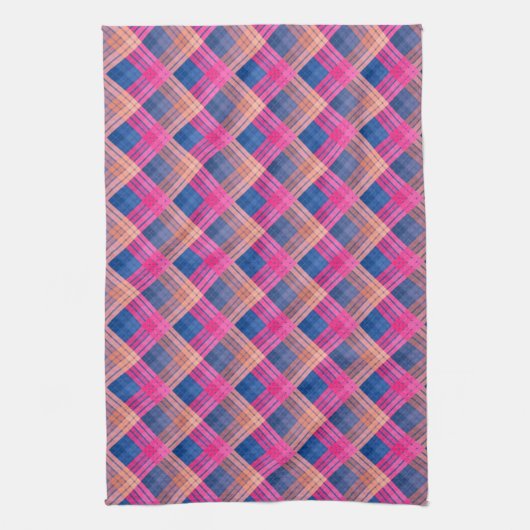 Checkered pattern with zig zag coloring キッチンタオル (縦)
