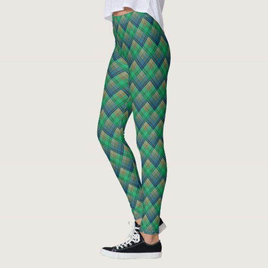 Checkered pattern with zig zag coloring レギンス (左)