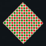 Checkered Paw Prints Green Red Christmas Pet バンダナ<br><div class="desc">This festive bandana for pets features a cute faux gold glitter paw print pattern on a red and green checkered pattern.</div>