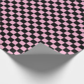 Checkered pink and Black  ラッピングペーパー (角)