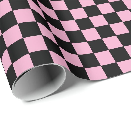 Checkered pink and Black  ラッピングペーパー (ロールコーナー)