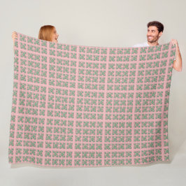 Checkered Pink and Green Fleece Blanket フリースブランケット