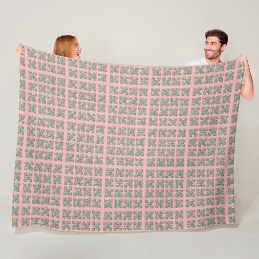 Checkered Pink and Green Fleece Blanket フリースブランケット (インサイチュ)