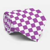 Checkered Purple and White ネクタイ (ロール)