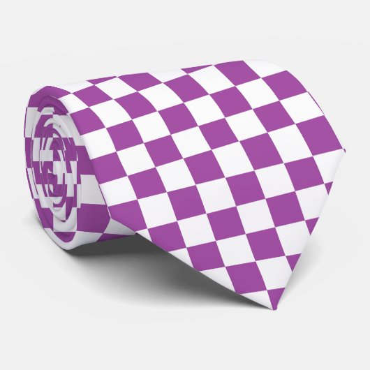 Checkered Purple and White ネクタイ (ロール)