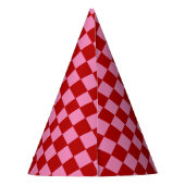 Checkered Red and Hot Pink パーティーハット (裏面)