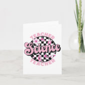 Checkered Retro Pink Back To School Science Teache カード (正面)