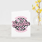 Checkered Retro Pink Back To School Science Teache カード (黄色い花)