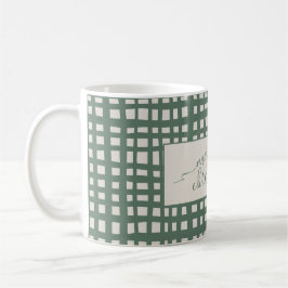 checkered Sage Ivory Christmas elegant コーヒーマグカップ