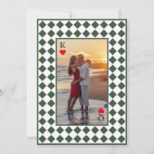 Checkered Simple Modern Dark Green Wedding 招待状 (裏面)